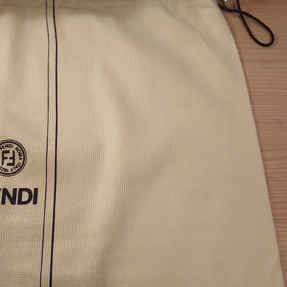 Fendi dust bag beige with drawstring closure Vintage dustbag storage bag travel - Picture 6 of 13